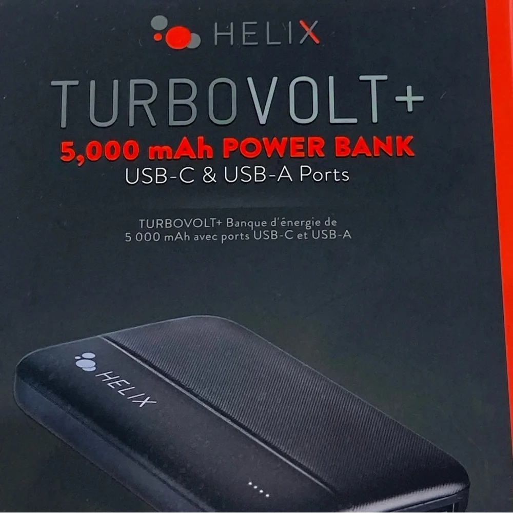 NWT Helix Power Bank 5,000 mAh with Dual USB-A Ports Black